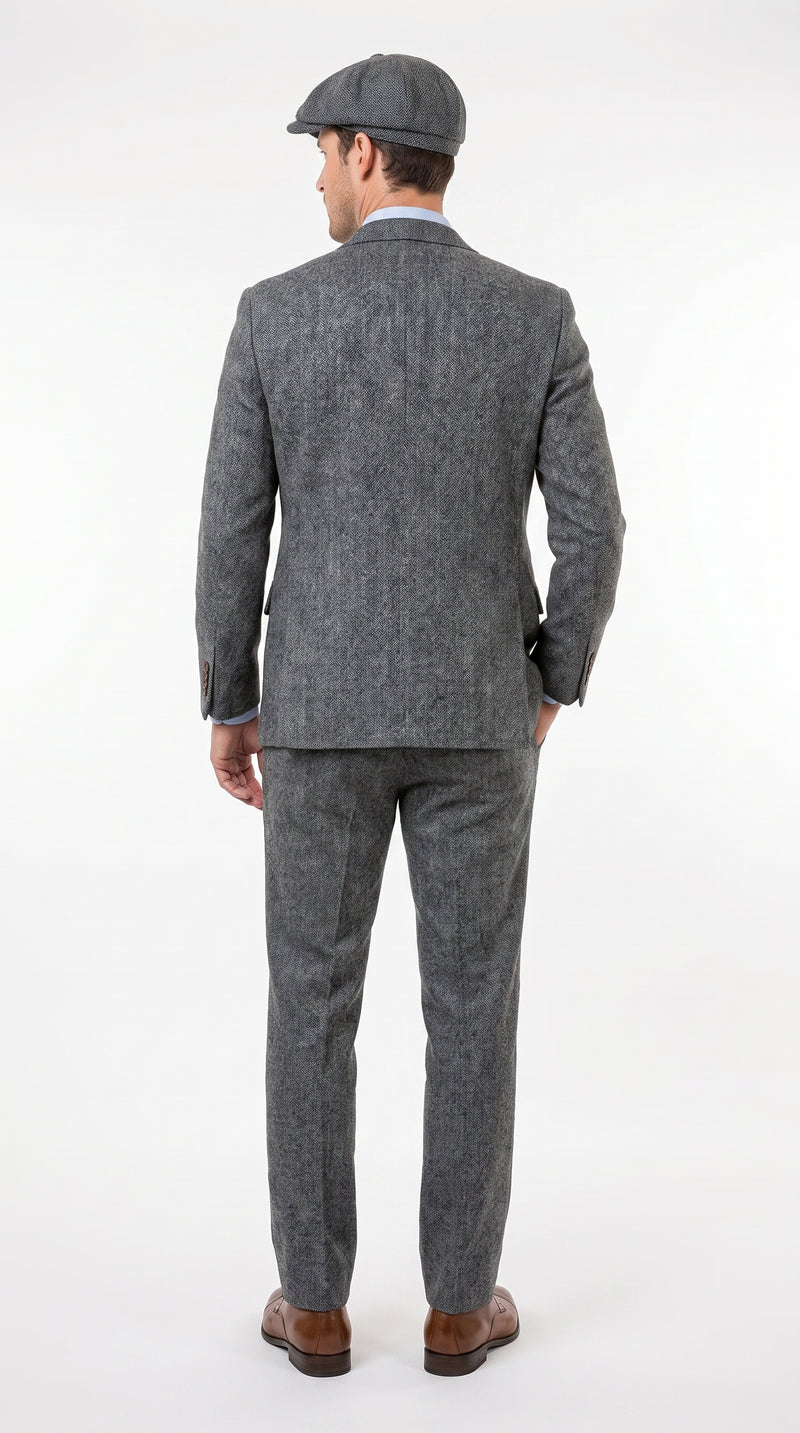 Men’s Gray Great Gatsby Suit, 1920s Inspired Vintage Wedding and Costume Suit