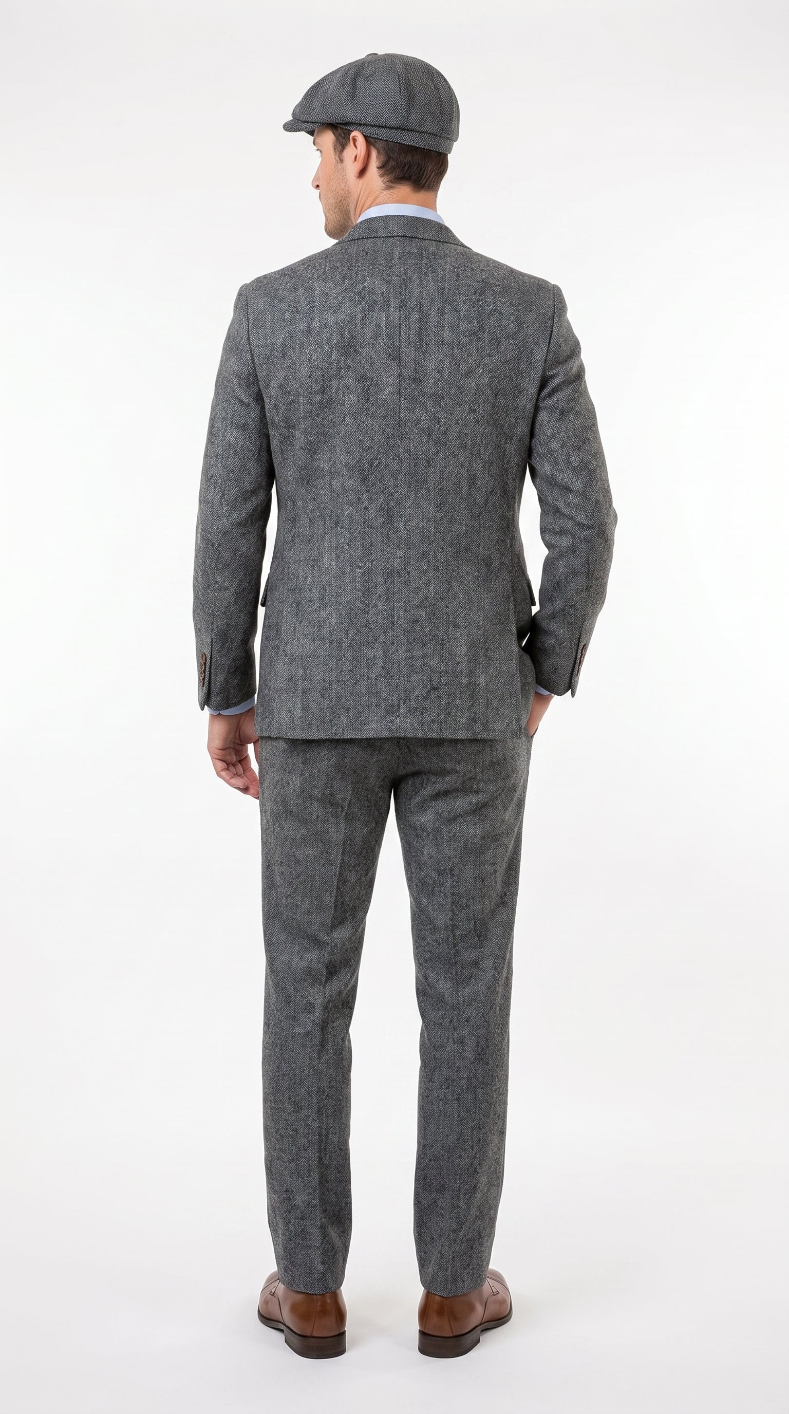 Men’s Gray Great Gatsby Suit, 1920s Inspired Vintage Wedding and Costume Suit