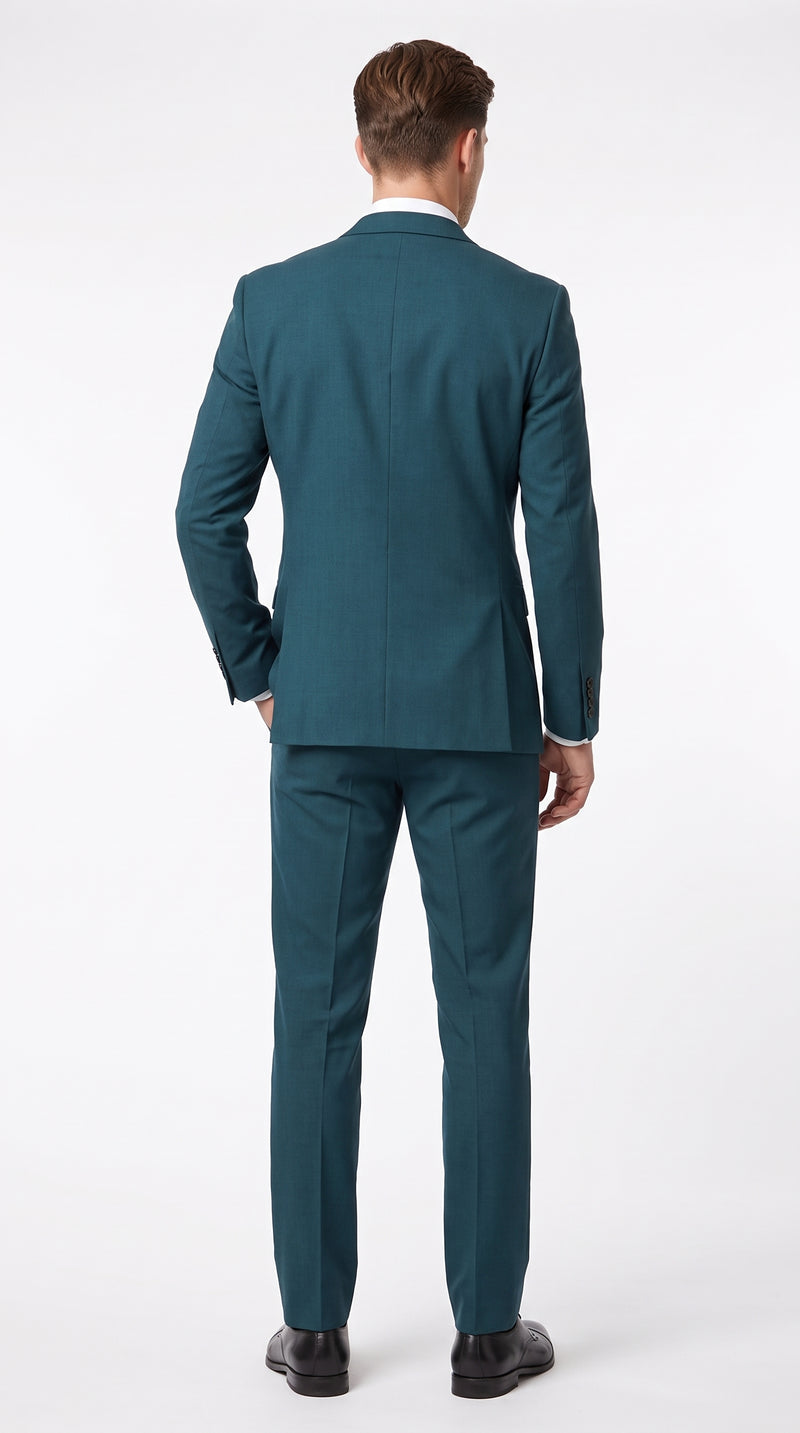 Men’s Dark Teal Suit, Teal Blue 2 Button Formal Wedding Business Suit