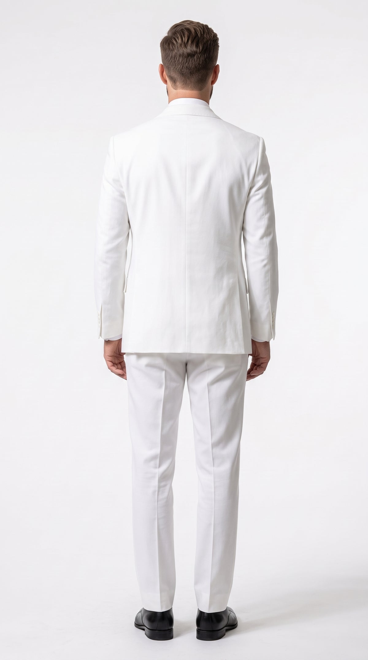 Men’s Solid White Double Breasted Suit, Classic Fit Formal Wedding Prom Dress Suit