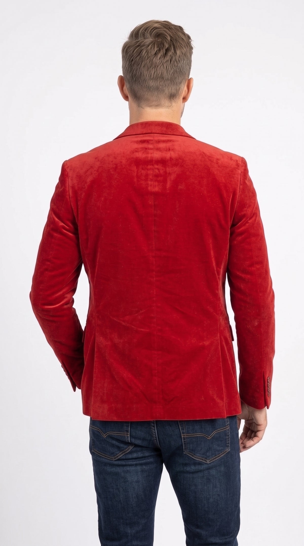 Men’s Red Velvet Blazer, Big and Tall 2 Button Formal Sport Coat for Weddings Prom and Parties