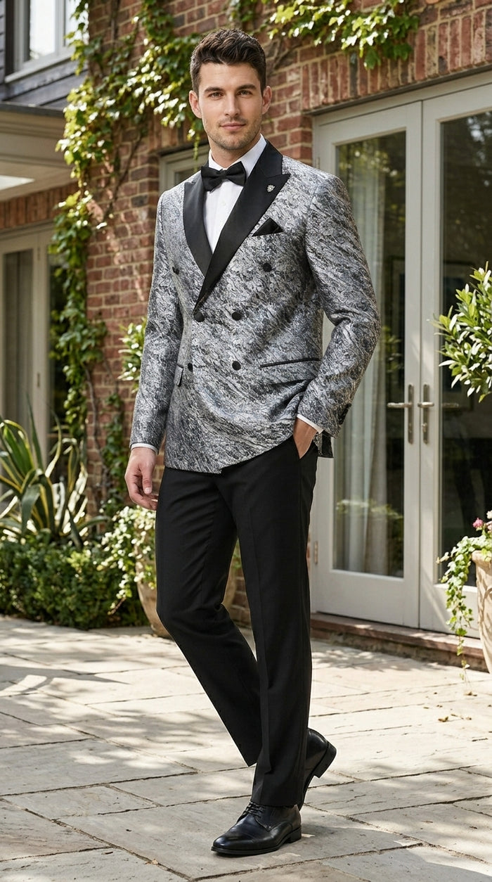 Stacy Adams Men’s High Fashion Pattern Sport Coat, Hybrid Fit Formal Blazer in Red, Silver, Bronze and Purple