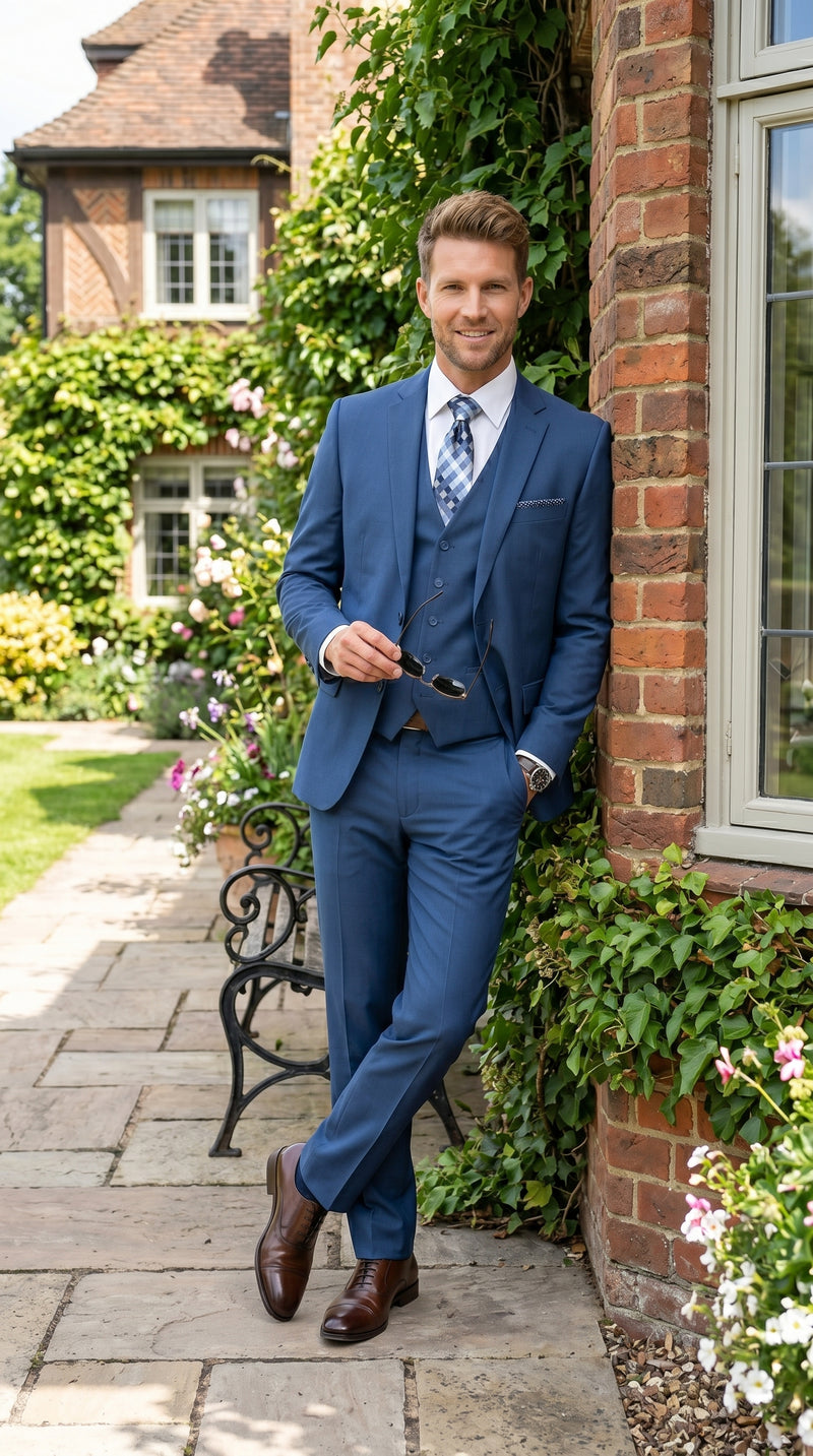 Statement Men's Sapphire 100% Wool Slim Fit Suits