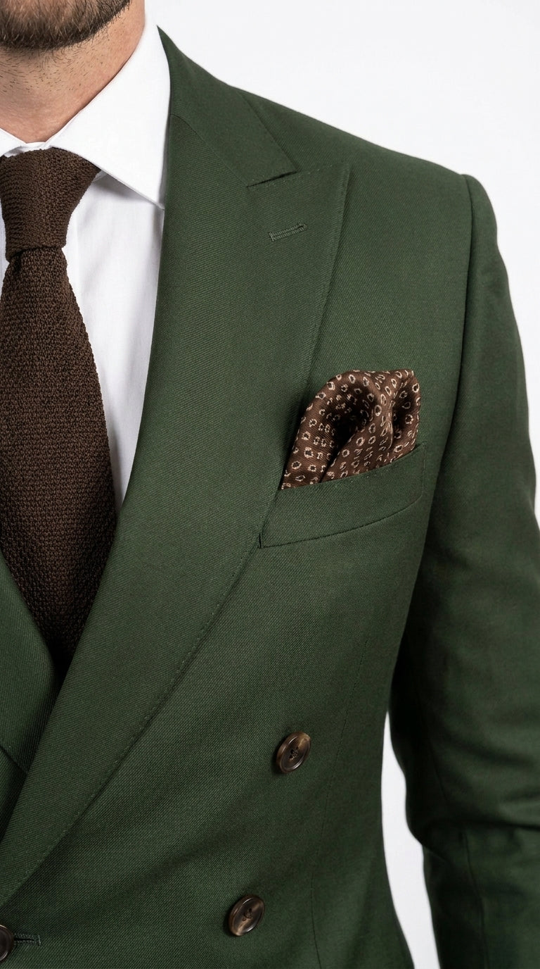 Men’s Dark Green Double Breasted Suit, Tapered Fit Formal Wedding Business Dress Suit