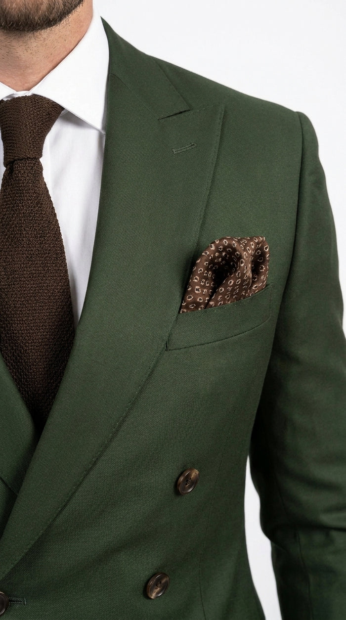 Men’s Dark Green Double Breasted Suit, Tapered Fit Formal Wedding Business Dress Suit