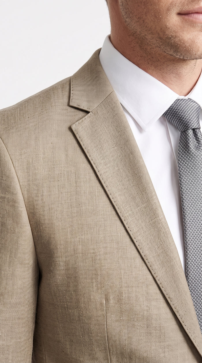 Men's Light Taupe Textured 2-Piece Suit – Modern Fit Tan Groomsmen Wedding & Formal Business Suit
