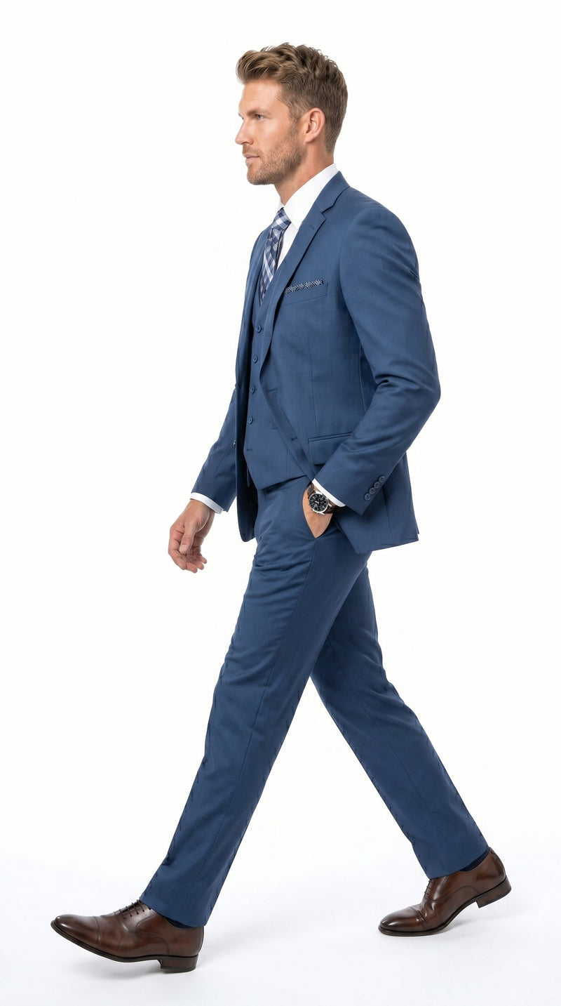 Statement Men's Sapphire 100% Wool Slim Fit Suits