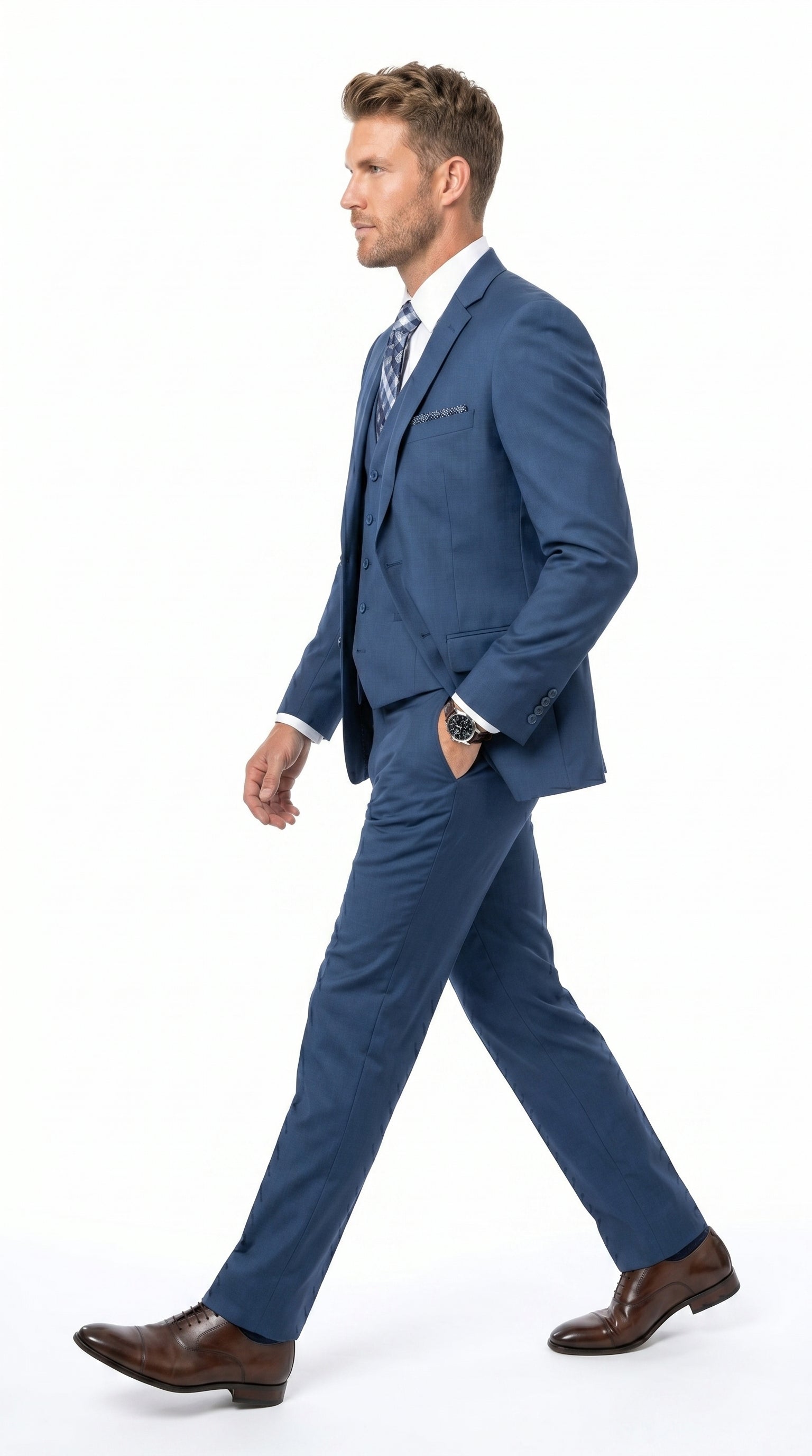 Statement Men's Sapphire 100% Wool Slim Fit Suits