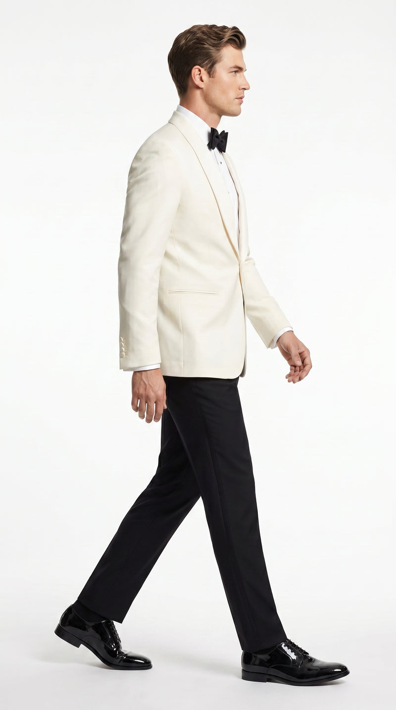 Men's James Bond Outfit Dinner Two Piece Ivory Tuxedo