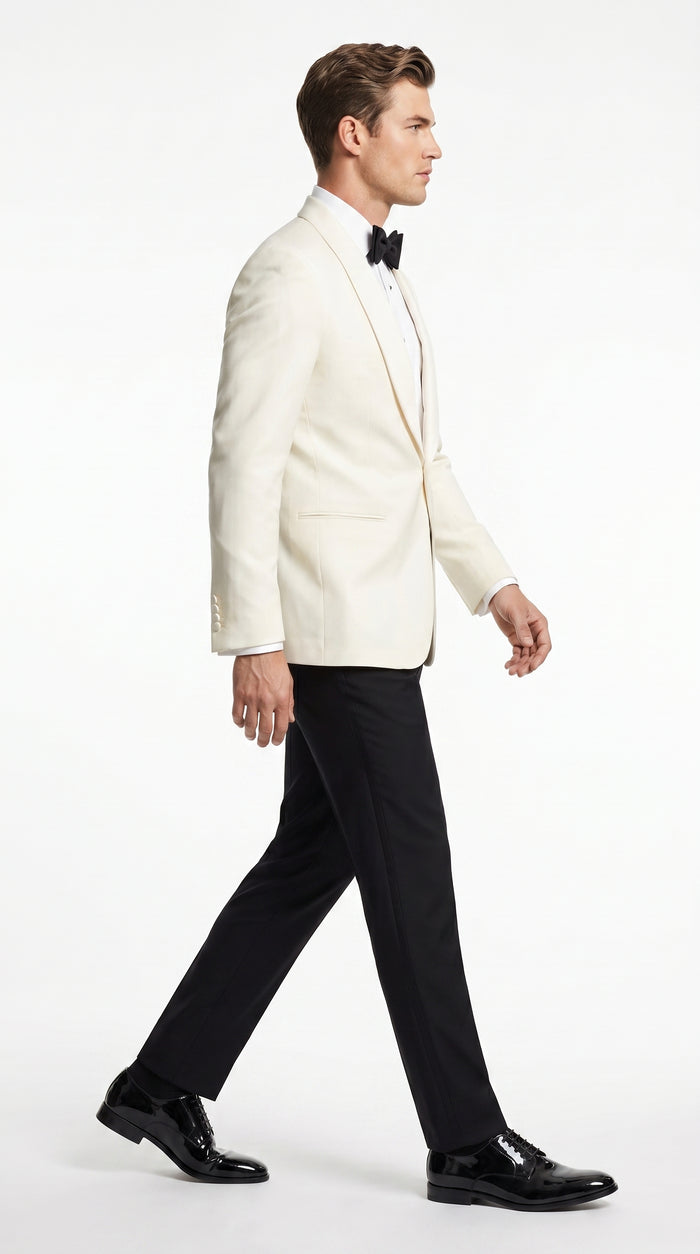 Men's James Bond Outfit Dinner Two Piece Ivory Tuxedo