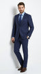 Men’s Navy Pinstripe 2 Piece Suit, Classic Formal Wedding Business Dress Suit Set
