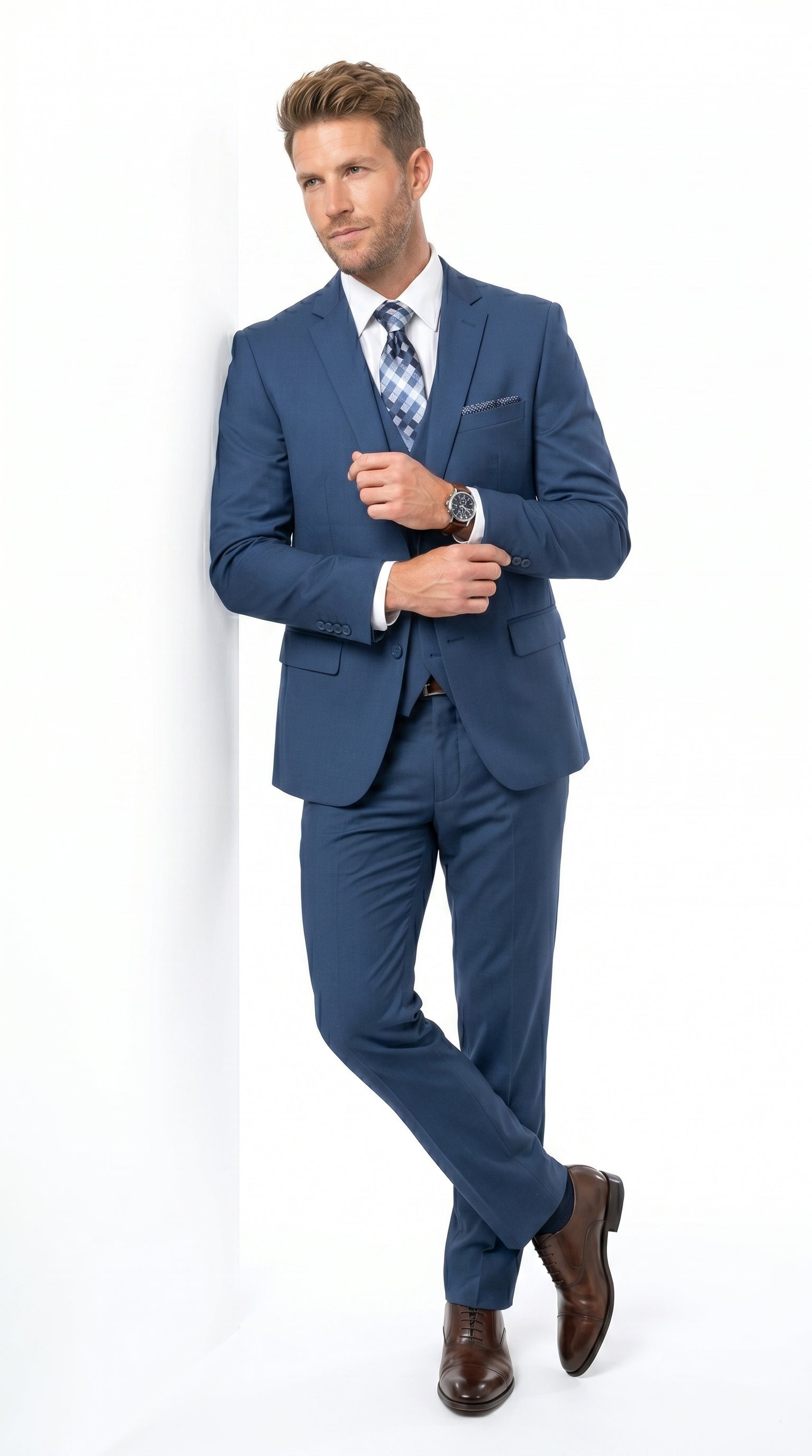Statement Men's Sapphire 100% Wool Slim Fit Suits