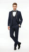 Men’s Navy 100% Wool Vested Tuxedo, Shawl Lapel Wedding Prom Formal Suit Set