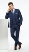 Statement Men’s Solid Sapphire 100% Wool Vested Suit, Formal Wedding Business 3 Piece Suit Set