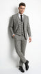 Men’s Black and White Houndstooth Checkered 3 Piece Suit, Gray Checkered Formal Wedding Business Suit Set