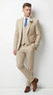 Men’s Tan Slim Fit 3 Piece Beach Wedding Suit with Vest, Summer Formal Dress Suit