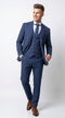 Men’s Navy Blue Vested Bold Gangster Pinstripe Suit, 3 Piece Formal 1920s Dress Suit