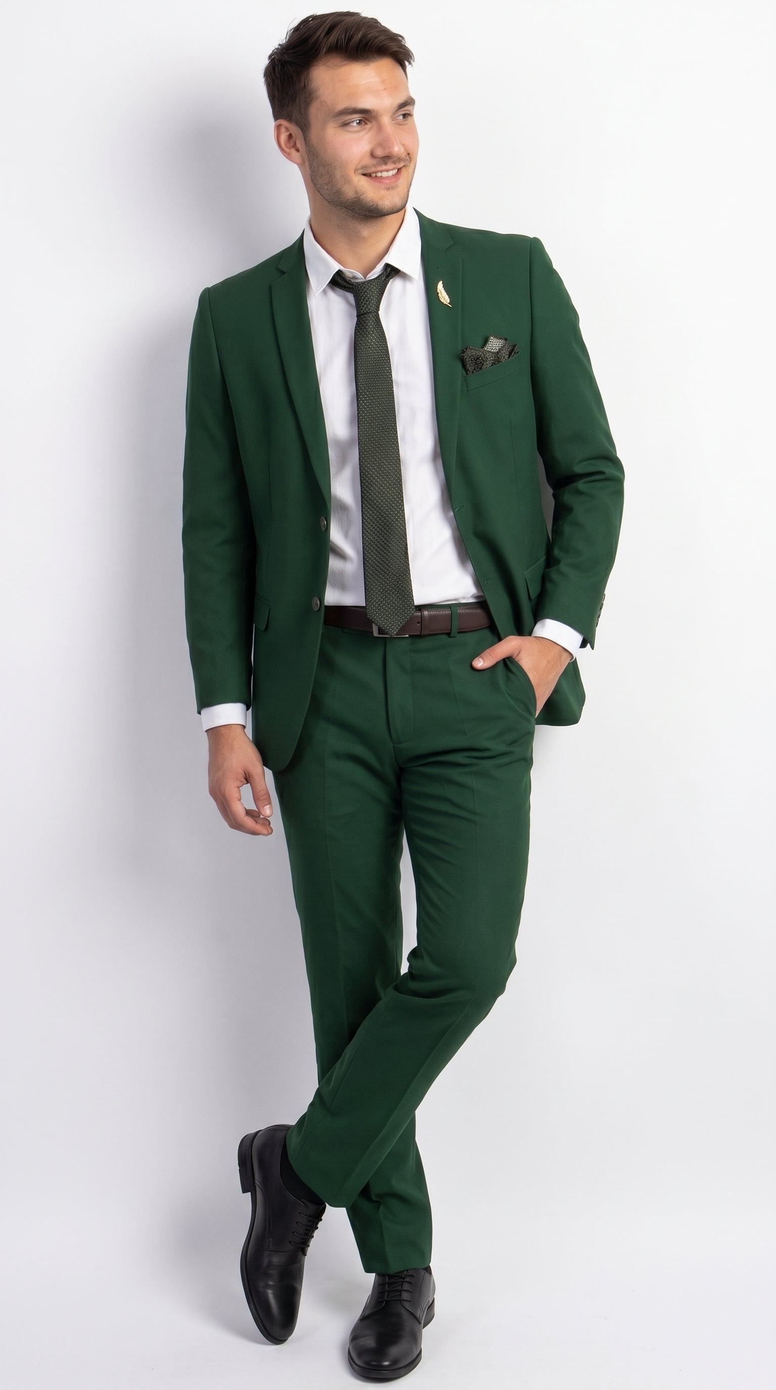Men’s Emerald Green Slim Fit Wedding Suit, Groom and Groomsmen Formal Dress Suit