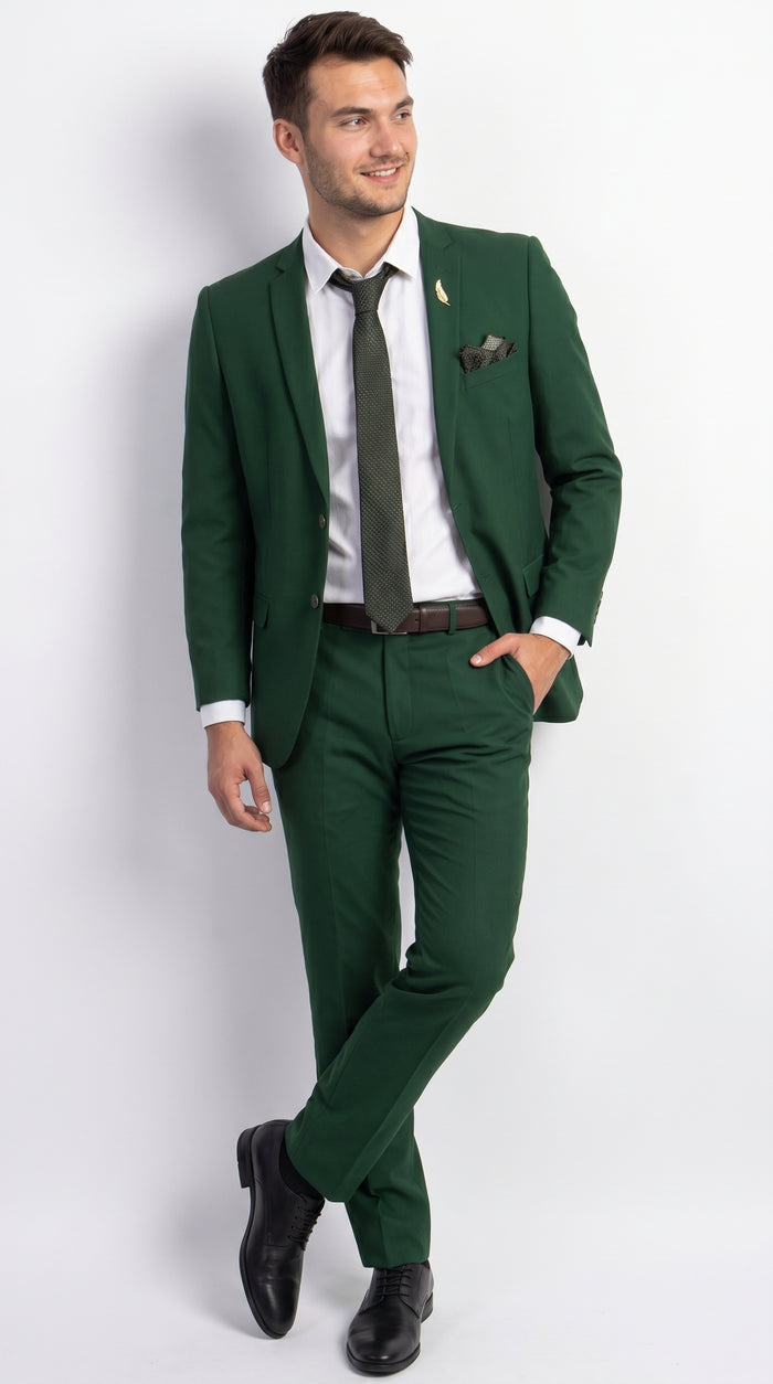 Men’s Emerald Green Slim Fit Wedding Suit, Groom and Groomsmen Formal Dress Suit