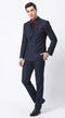 Men’s Navy Ultra Slim Fit Double Breasted Suit with Narrow Leg Pants, Tapered Jacket Formal Suit