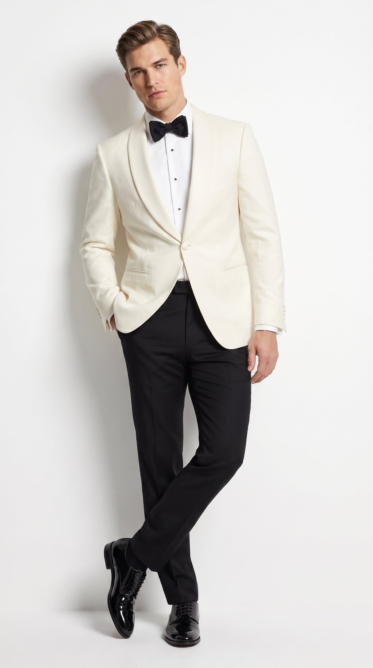 Men's James Bond Outfit Dinner Two Piece Ivory Tuxedo