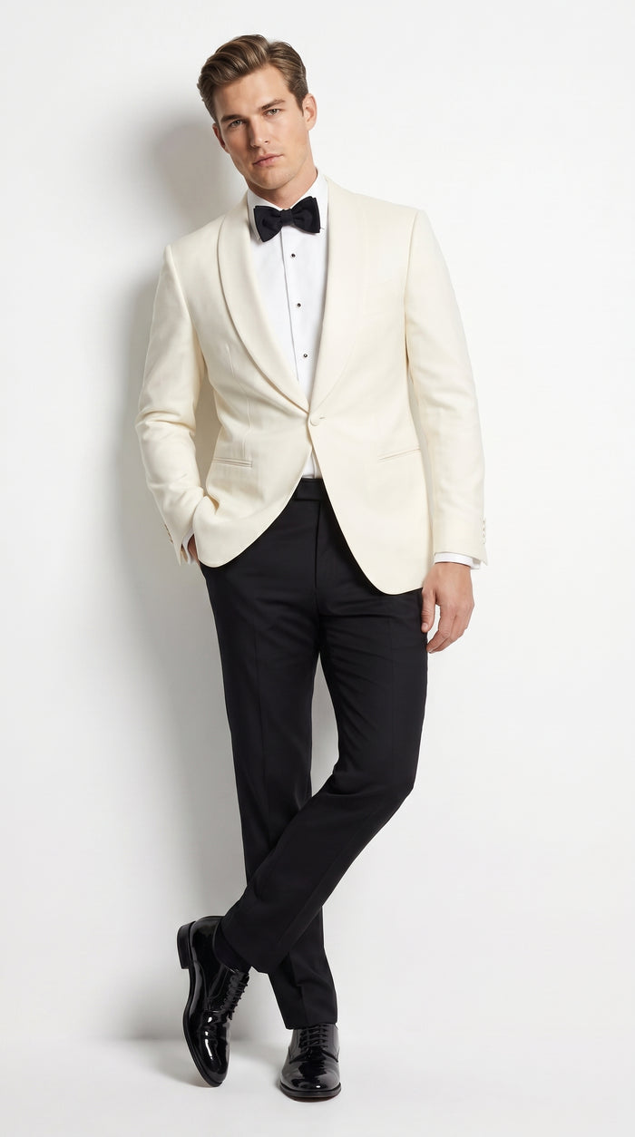 Men's James Bond Outfit Dinner Two Piece Ivory Tuxedo