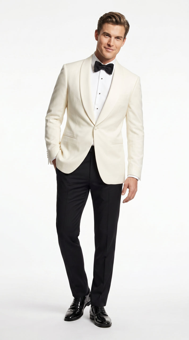 Men's James Bond Outfit Dinner Two Piece Ivory Tuxedo