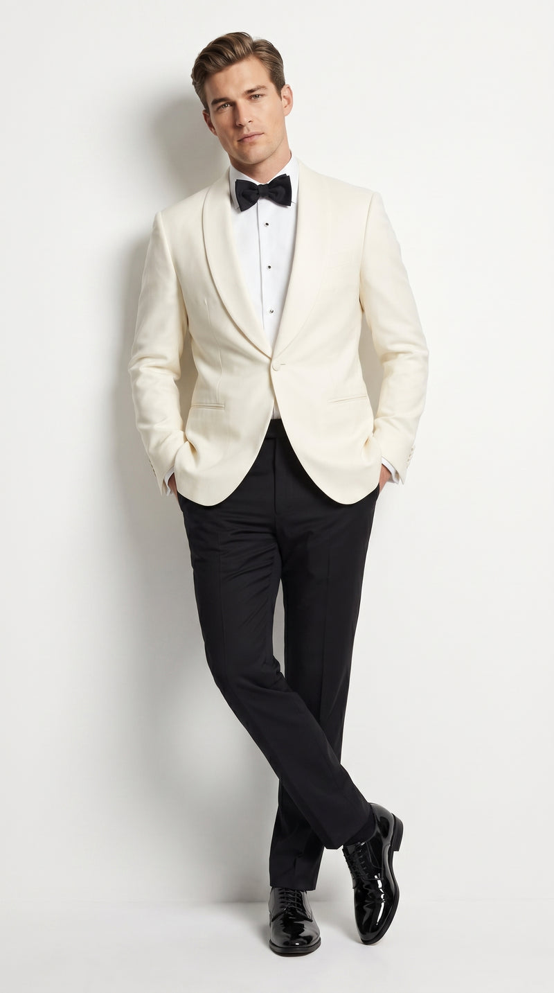 Men's James Bond Outfit Dinner Two Piece Ivory Tuxedo