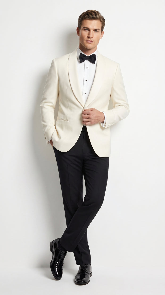 Men's James Bond Outfit Dinner Two Piece Ivory Tuxedo