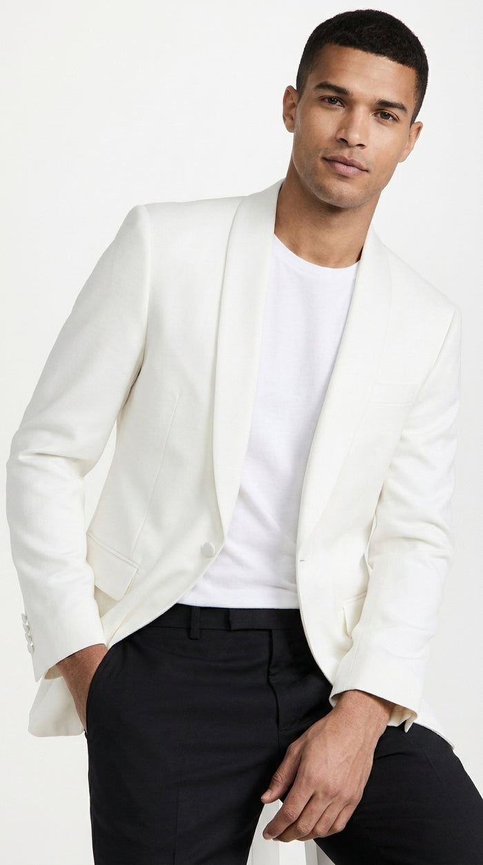 Men’s Ivory Traditional Shawl Dinner Jacket, Formal Wedding Prom Tuxedo Blazer