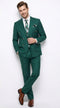 Men’s Hunter Green Double Breasted Wool Suit with Gold Buttons, Modern Fit Formal Wedding Suit