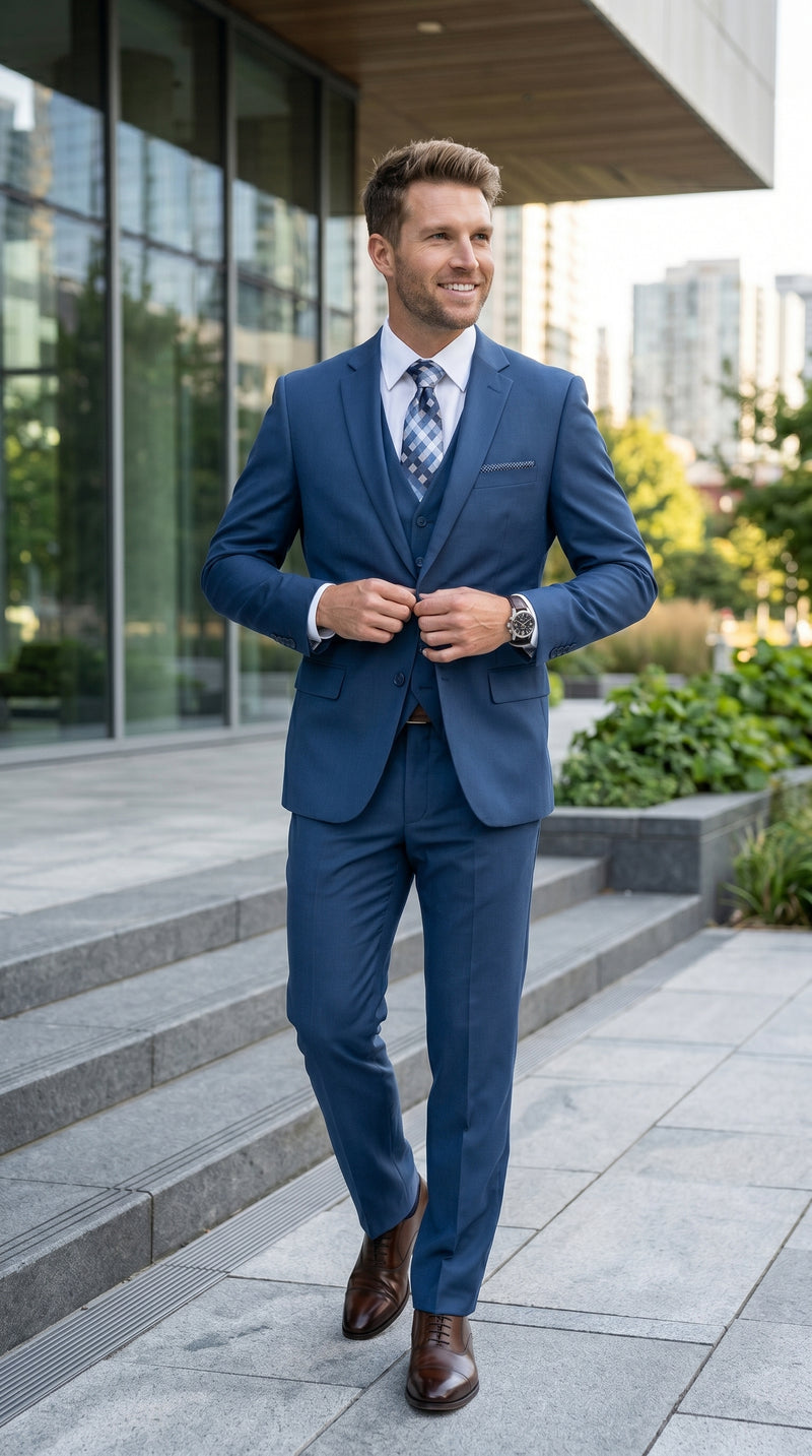 Statement Men's Sapphire 100% Wool Slim Fit Suits