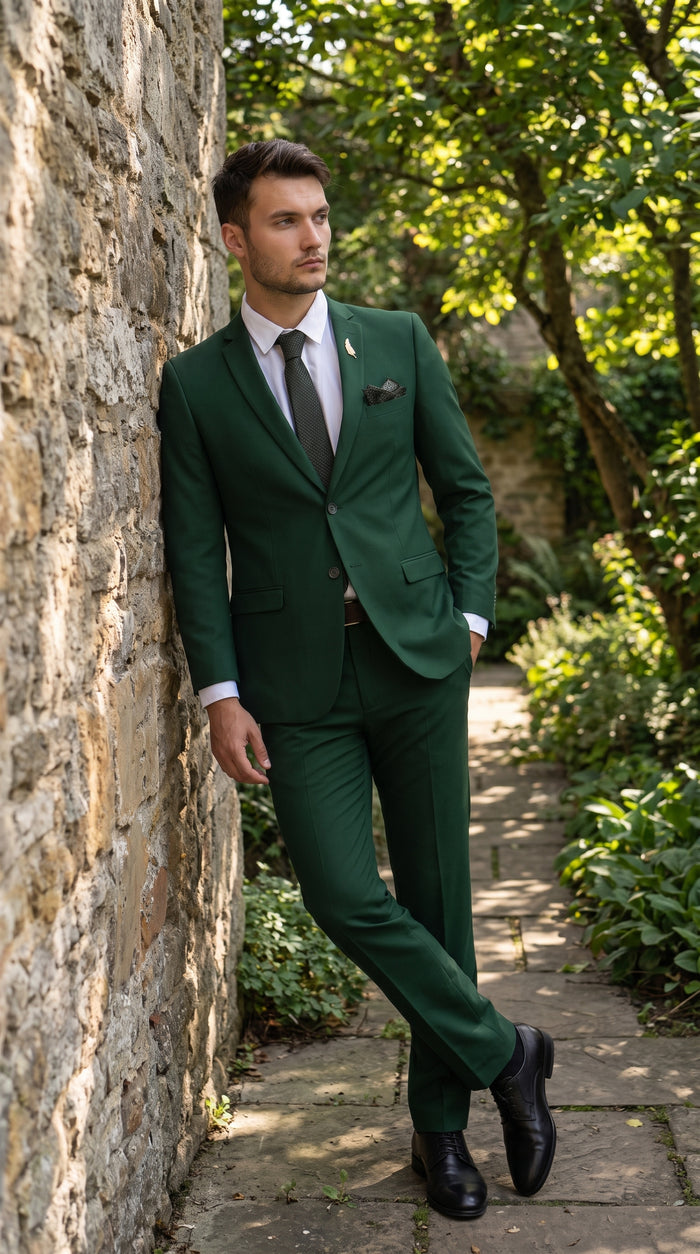 Men’s Emerald Green Slim Fit Wedding Suit, Groom and Groomsmen Formal Dress Suit