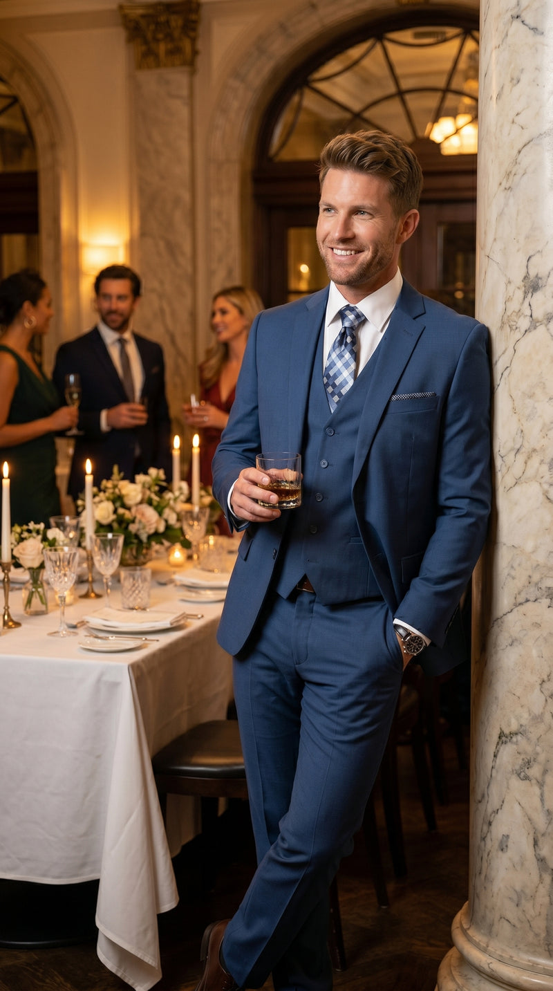 Statement Men's Sapphire 100% Wool Slim Fit Suits