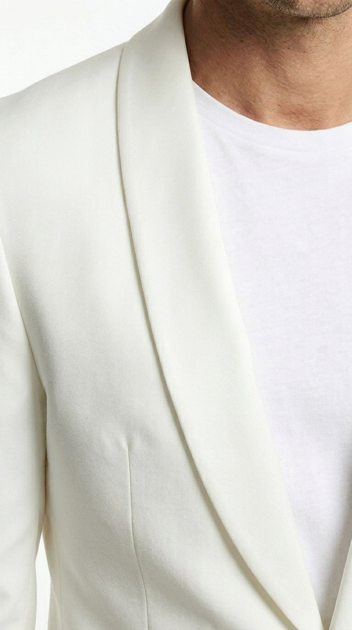 Men’s White Dinner Jacket with Shawl Lapel, Affordable Formal Tuxedo Blazer for Wedding and Prom