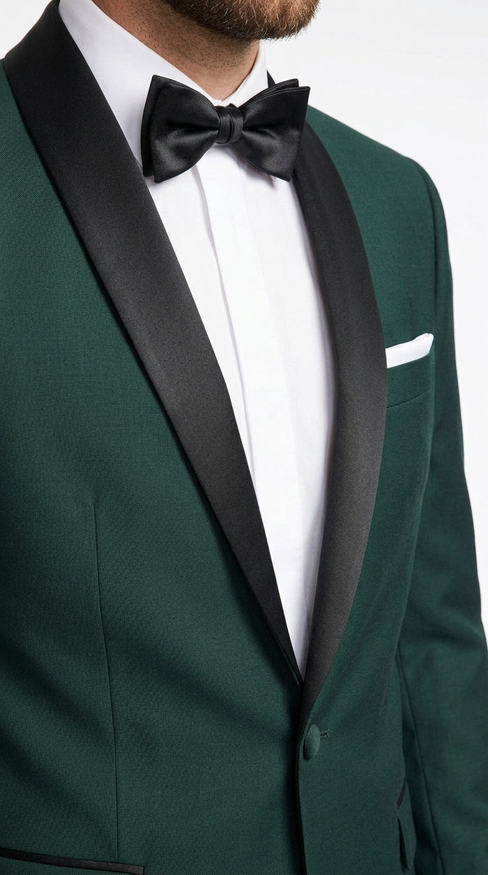 Men’s Dark Green Hunter Green Tuxedo with Black Shawl Collar, Formal Wedding Prom Suit