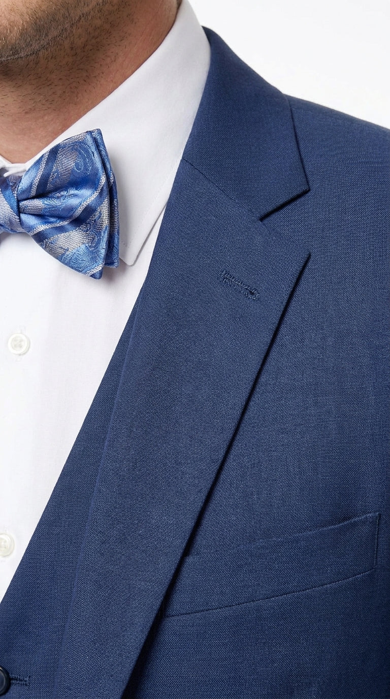 Men’s Big and Tall Indigo Blue 3 Piece Suit, Extra Long Modern Fit Wedding Business Formal Suit