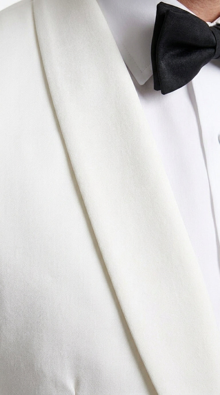 Men’s White Dinner Jacket, Snow White Single Button Tuxedo Blazer for Graduation Homecoming and Formal Events