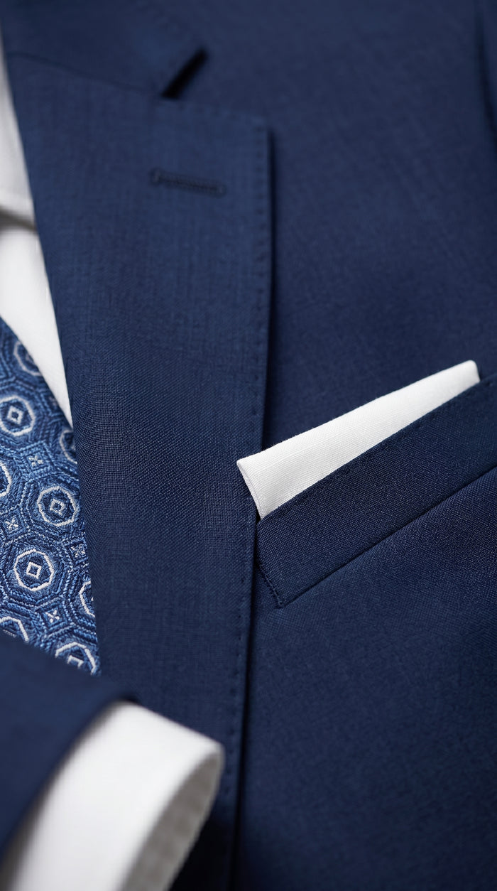 Statement Men’s Solid Sapphire 100% Wool Vested Suit, Formal Wedding Business 3 Piece Suit Set