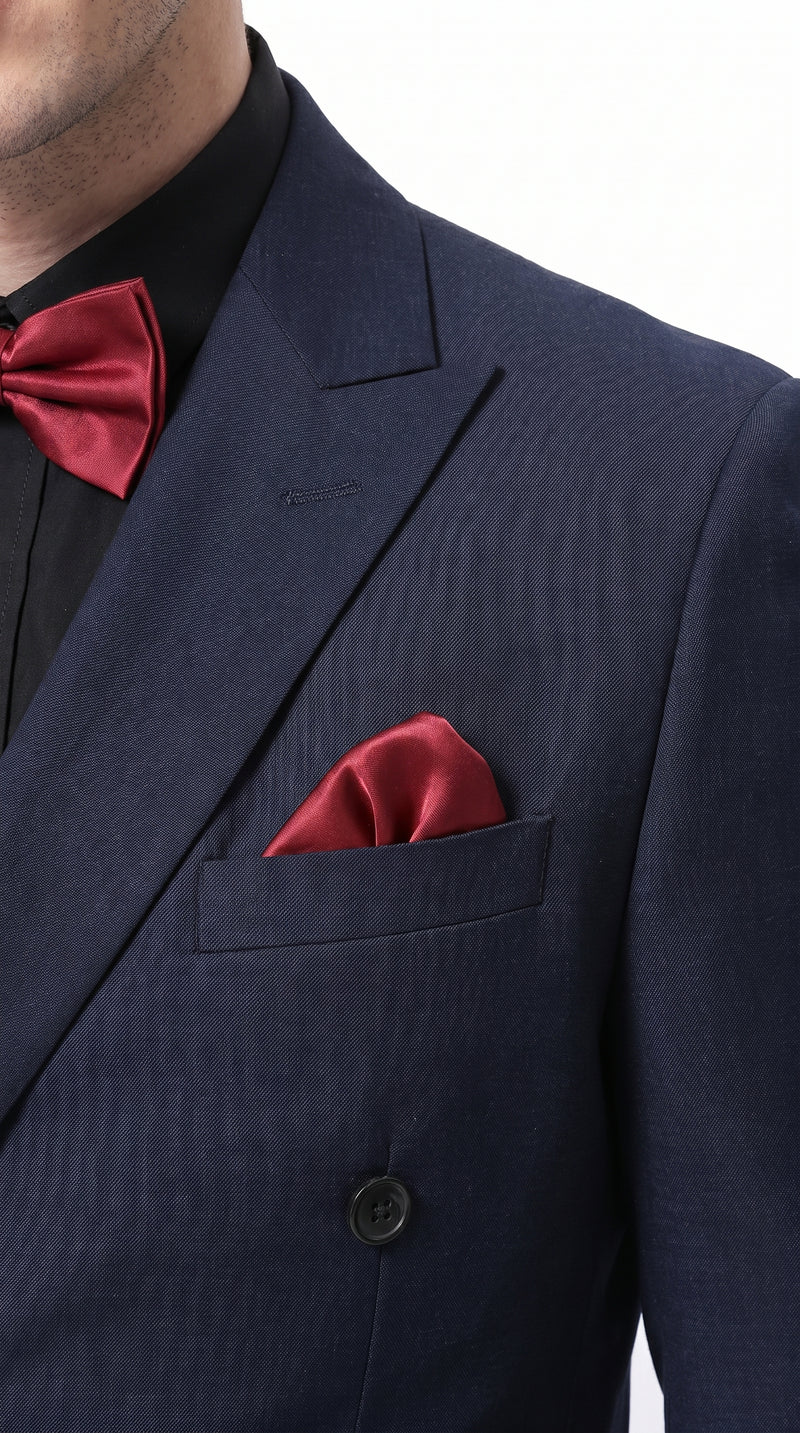 Men’s Navy Ultra Slim Fit Double Breasted Suit with Narrow Leg Pants, Tapered Jacket Formal Suit