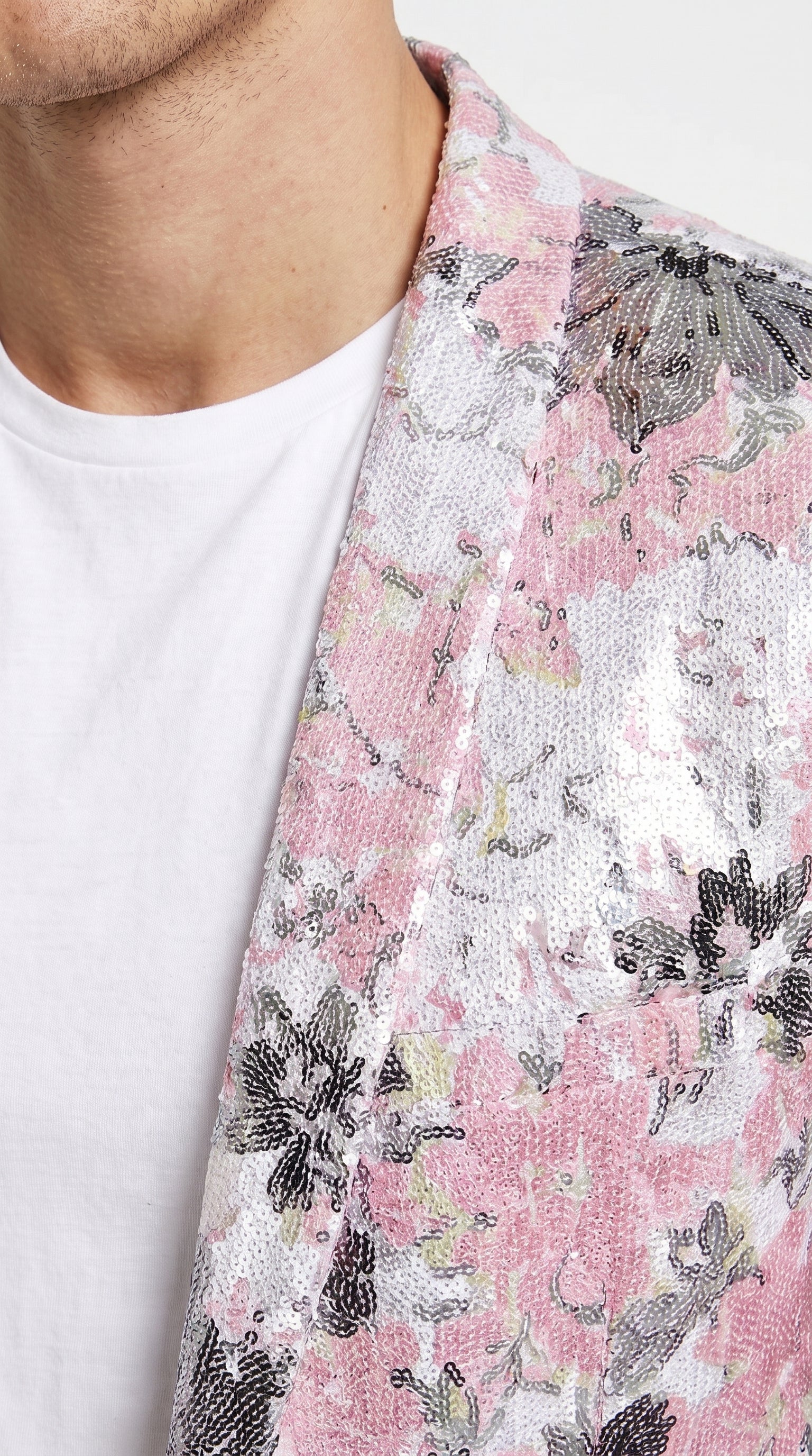 Men’s Pink Paisley Shawl Lapel Prom Tuxedo Jacket – Floral Formal Dinner Jacket for Prom