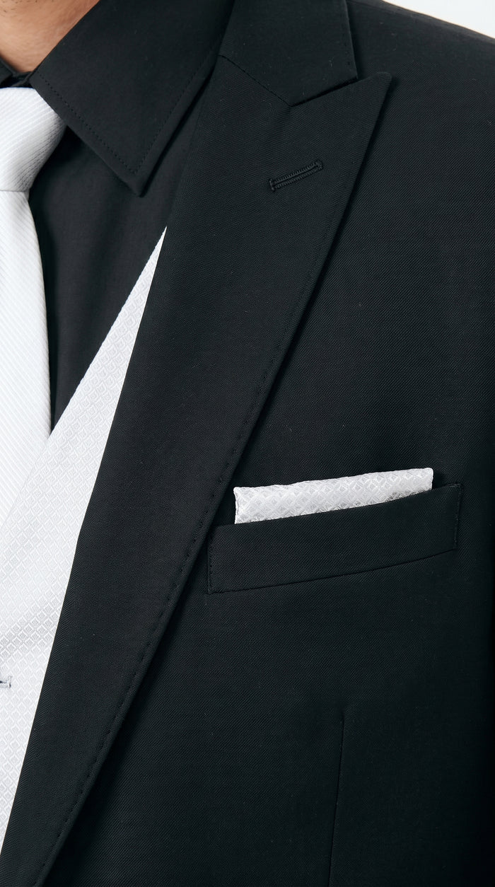 Men’s Black Country Wedding Tuxedo with White Vest, Western Formal Groom Suit