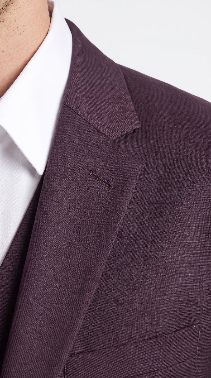 Men’s Plum Modern Fit Suit, Tailored Formal Wedding Business 3 Piece Dress Suit