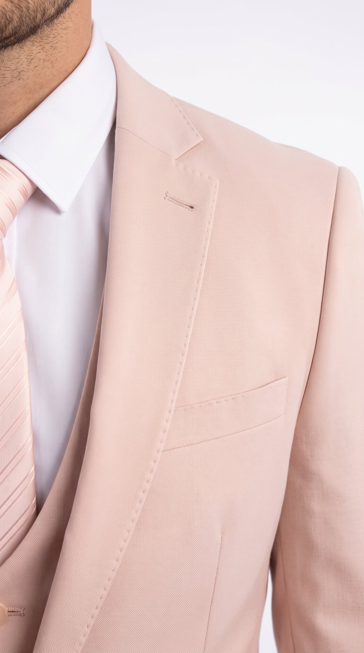 Men’s Blush Pink 1 Button Peak Lapel Suit, Wedding and Prom Formal Suit