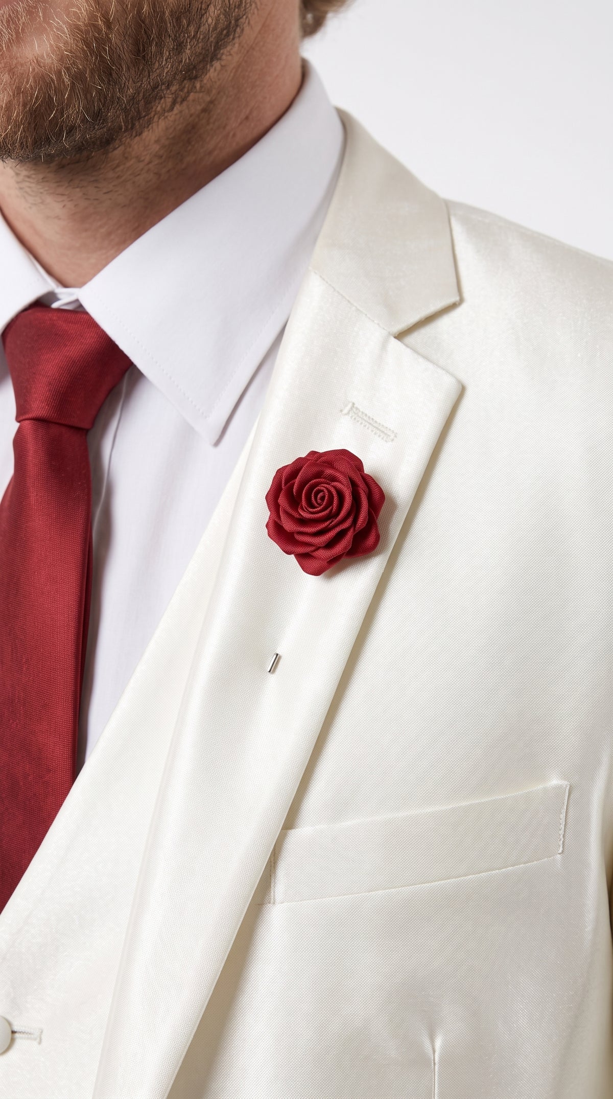 Tazio Men’s White Shiny Sharkskin 3 Piece Suit, Modern Fit Vested Formal Wedding Prom Suit