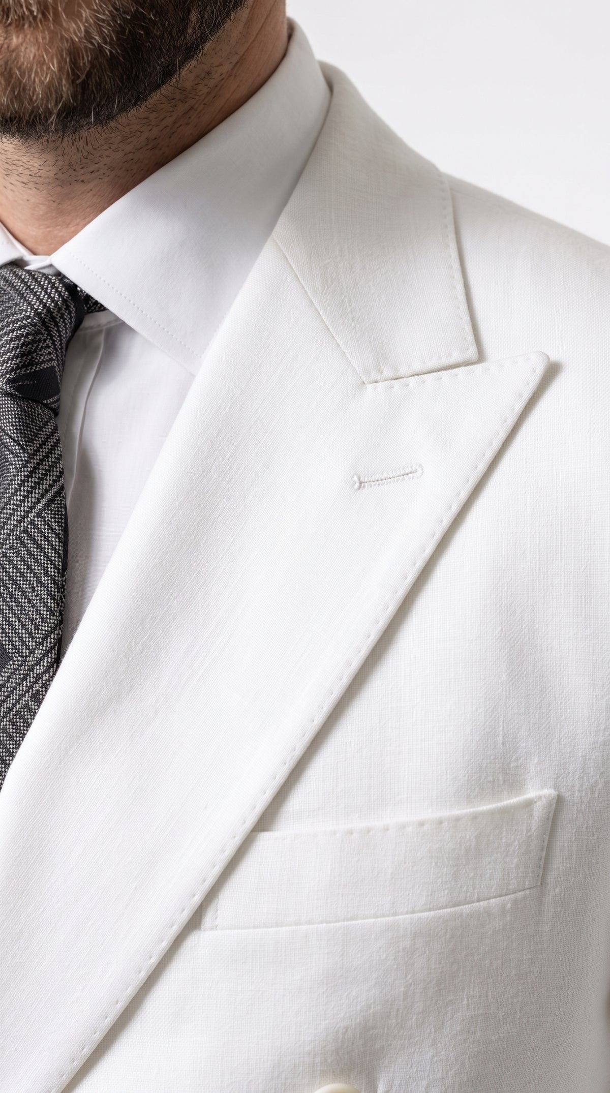 Men’s Solid White Double Breasted Suit, Classic Fit Formal Wedding Prom Dress Suit
