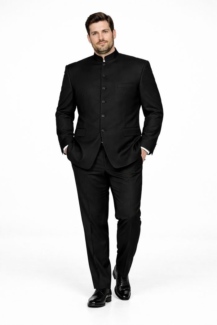 Mandarin Collar Tuxedo - Mandarin Tuxedo - No Collar Suit - Black Suit