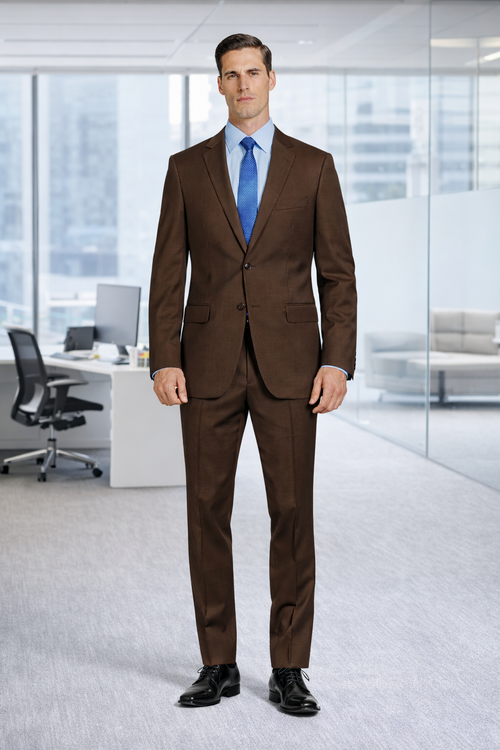 Mantoni Brown Two-Button Wool Suit