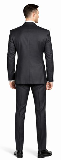 Mantoni charcoal wool suit by Albertonardoni. Tailored fit, two-button closure, notched lapel, straight trousers. Charcoal wool with a smooth texture and a streamlined silhouette.
