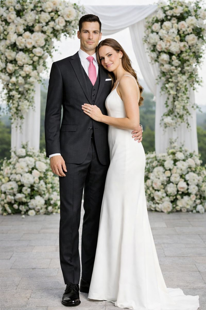 Mantoni charcoal wool suit by Albertonardoni. Tailored silhouette, notched lapel, two-button closure, and two front pockets. Includes matching vest. Slim-fit, tapered trousers. Constructed from wool.
